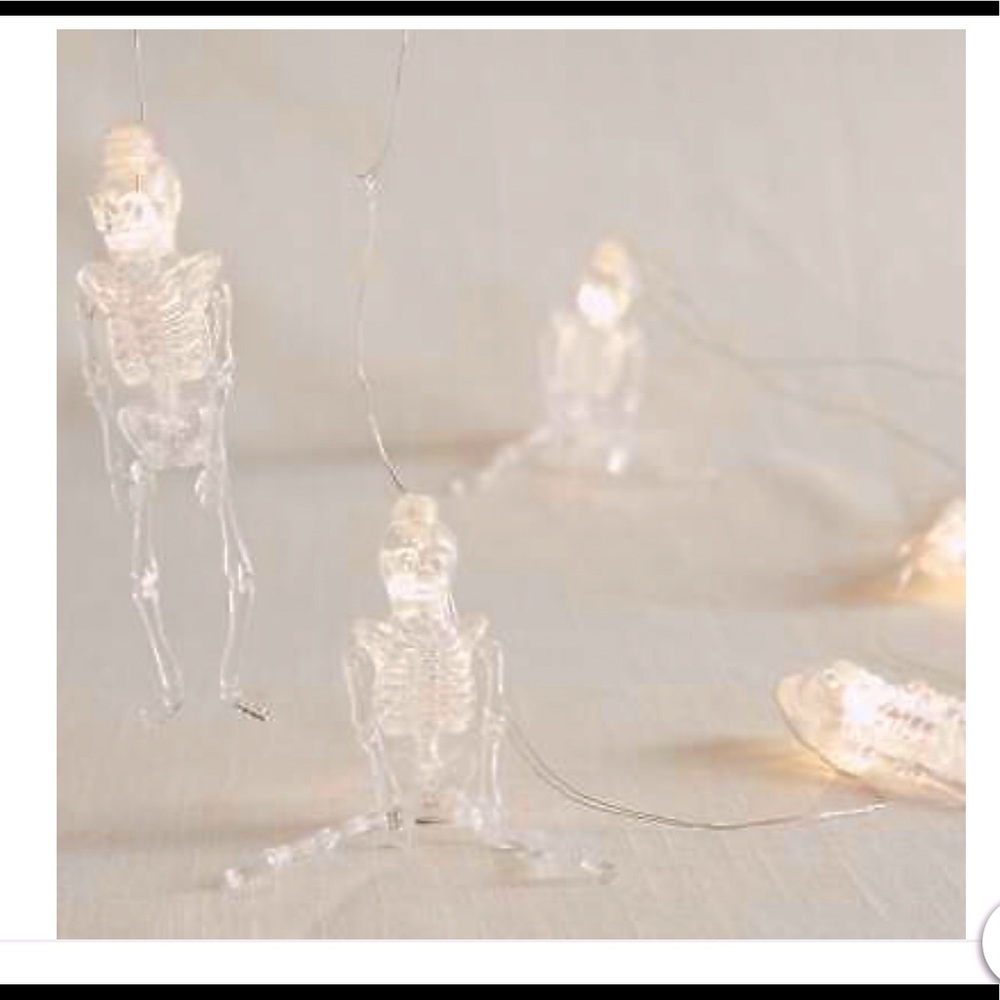 Pier 1 Halloween Skeleton Glimmer Strings Lights 10’ 7 in 1 Function Glam